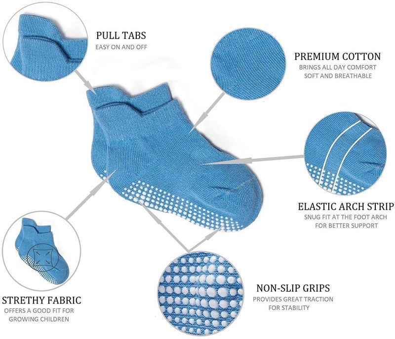 ZAPLES Baby Non Slip Grip Ankle Socks with Non Skid Soles for Infants Toddlers Kids Boys Girls (Boys - 9 Pairs, 12-36 Months) - Image 4